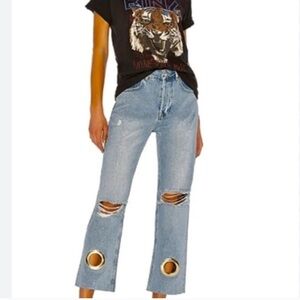 Anine Bing Giovanna Grommet Cropped Jeans